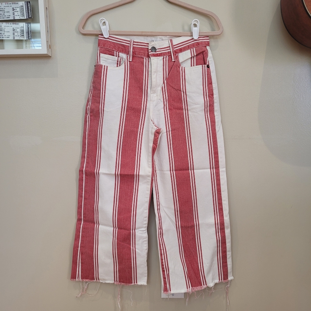 Red & White Striped Denim Pant by Frame